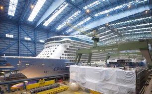Ovation of the Seas in the covered building dock