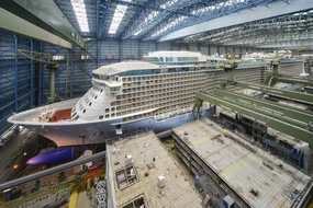 Ovation of the Seas in the covered building dock